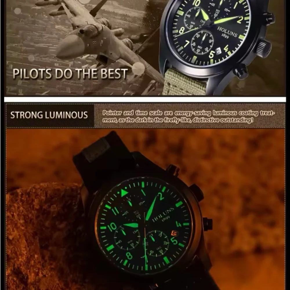 New Men’s Holuns Chronograph Military Watch